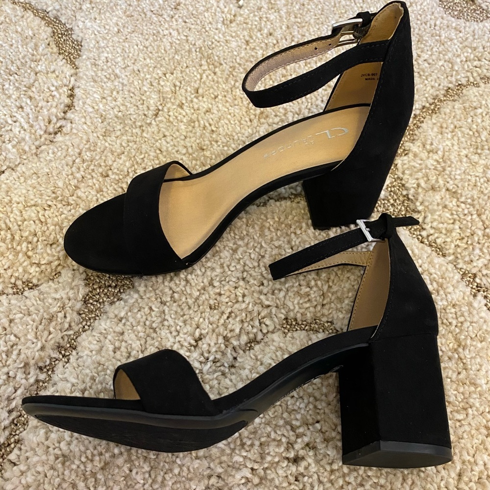 CL Laundry Heel Black Ankle Strap Sandals sz. 7.5